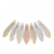 Czech Glass Daggers beads 5x16mm Crystal yellow rainbow 00030-98531